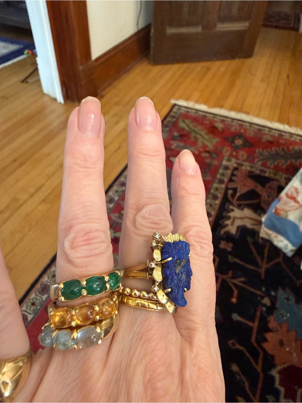 Vintage “Lady Liberty” Lapis Lazuli + Diamond 14k Ring 🇺🇸 - Picture 7 of 12